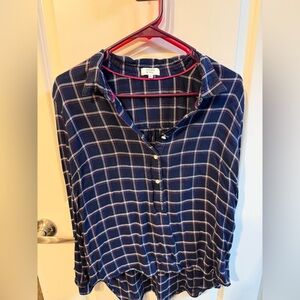 Crown & Ivy Blue Plaid Button-Down Shirt